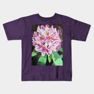 Pink Rhododendron flower watercolour painting Kids T-Shirt